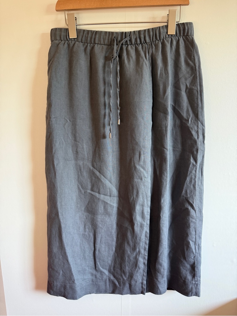 Contemporaine Simons 100% Linen Charcoal Midi Skirt Minimalist Size 8